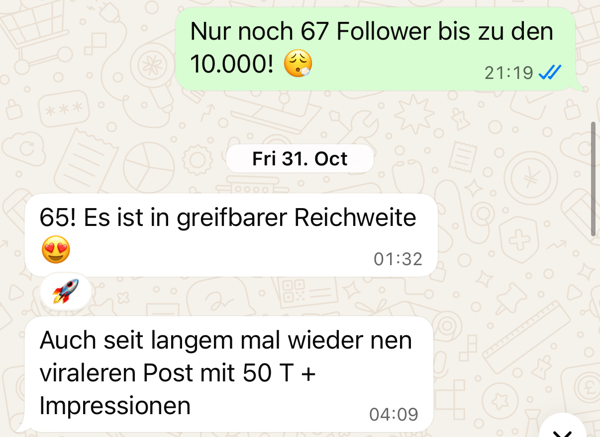 10K Follower erreicht + viraler Post mit 50.000+ Impressionen.
