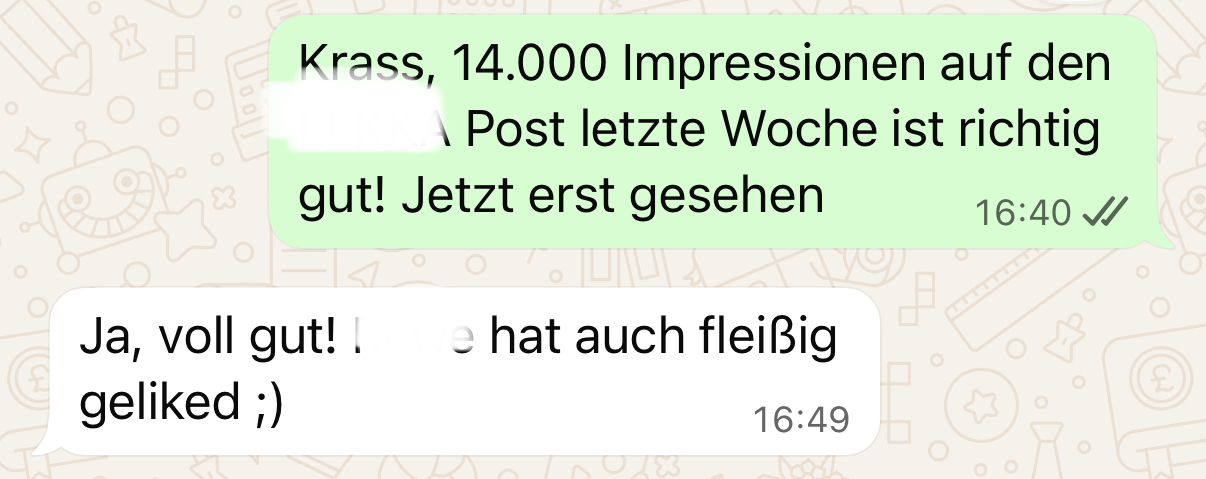 14.000 Impressionen auf einen einzigen Post — Content, der performt.
