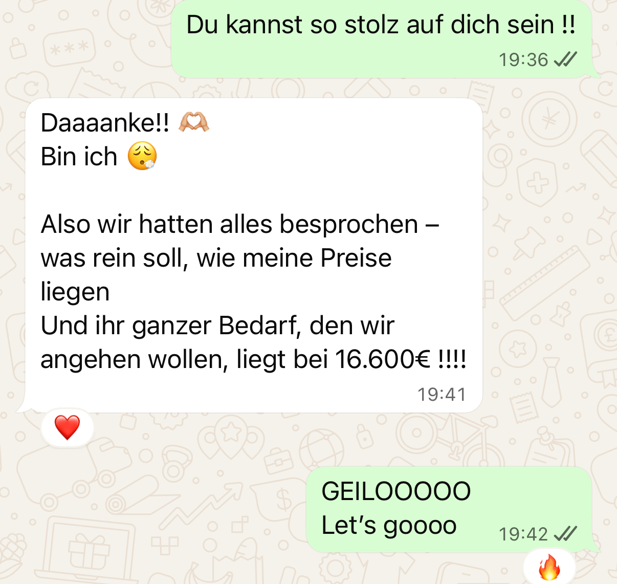 16.600€ Auftragswert — ein einziger Deal nach der Zusammenarbeit.